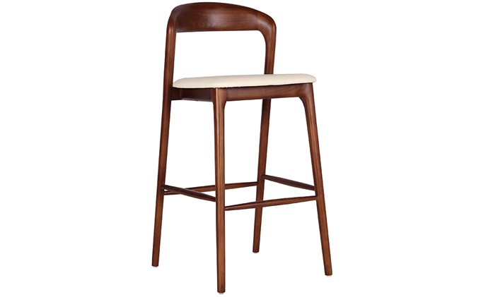 现代简约实木高脚凳黑色胡桃木酒吧椅子