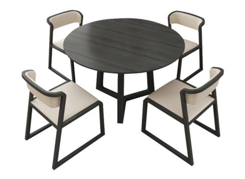 北欧全实木圆形餐桌椅组合