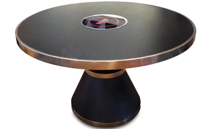 餐厅大理石桌面一体电磁炉圆形火锅桌