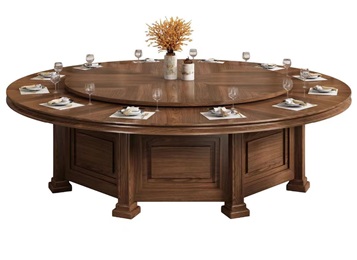 宴会餐厅新中式实木电动餐桌大圆桌