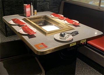 火锅店大理石自助烤肉烧烤一体桌子 火锅店大理石自助烤肉烧烤一体桌子