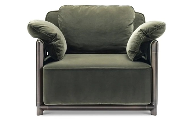 高档会所北欧现代不锈钢免洗科技布单人沙发