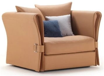 高档会所客房意式现代时尚皮革单人沙发椅
