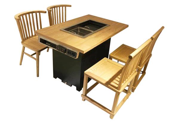 实木电磁炉无烟净化火锅烧烤桌椅组合