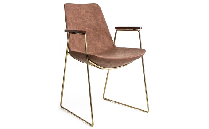 简约现代金色不锈钢皮革坐垫椅子