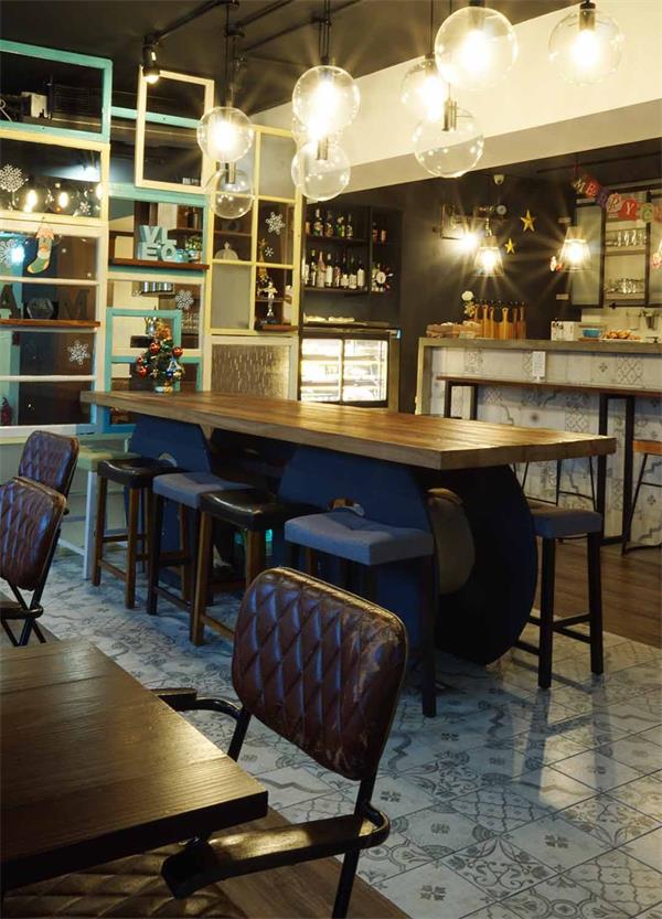 特色实木长条桌酒吧专用桌椅组合