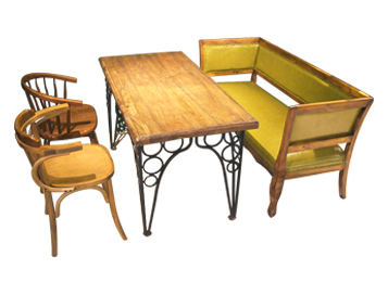新品 复古咖啡厅桌椅卡座组合