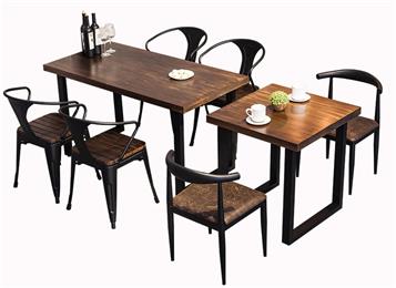 美式LOFT复古铁艺实木餐桌
