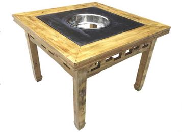 实木雕花电磁炉液化气大理石柜式火锅桌子