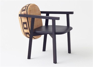 日本料理店创意实木藤包靠背椅子