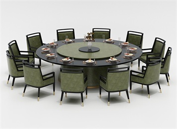 酒店包间时尚新中式2米电动餐桌豪华自动旋转大圆桌