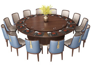别墅高档实木自动转盘大圆桌16人电动餐桌