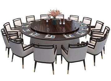 宴会厅中式实木2.2m自动旋转餐桌大圆桌