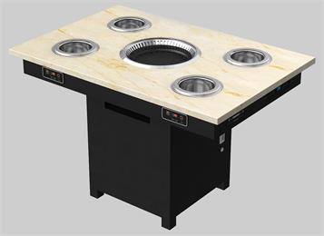 韩式自助火锅烧烤一体桌_无烟烤涮一人一锅火锅