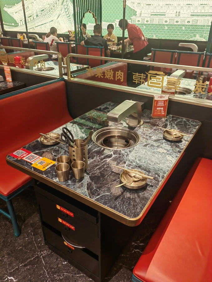 韩式烤肉店下排烟炭火烤肉桌