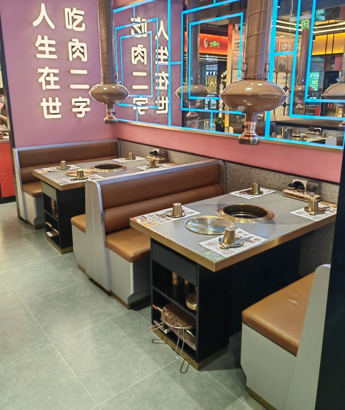 烤肉店上排烟无烟炭火烤肉桌