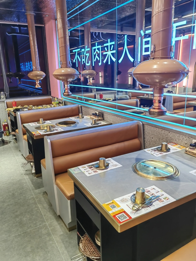烤肉店上排烟无烟炭火烤肉桌
