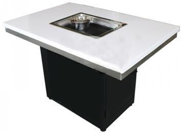 大理石烤涮一体桌子_无烟纸上烧烤桌