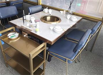 无烟大理石火锅桌子_地排式无烟火锅桌