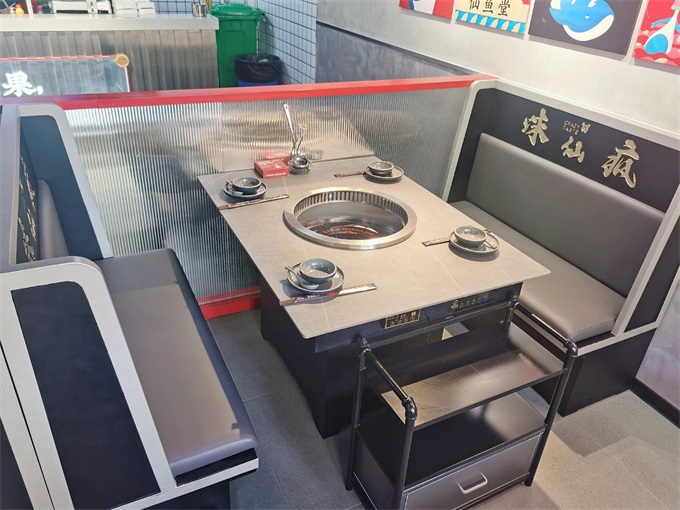 火锅店智能无烟净化岩板火锅桌