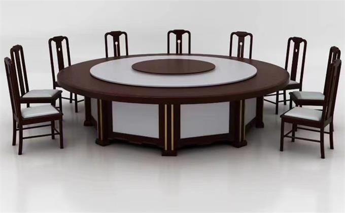新中式宴会厅高档实木电动餐桌