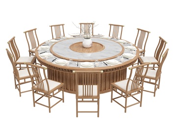 酒楼包厢新中式实木高档电动餐桌大圆桌