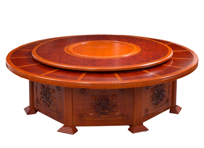 酒店宴会厅中式实木古典电动餐桌转盘大圆桌子
