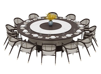 酒店宴会餐桌大理石自动旋转大圆桌