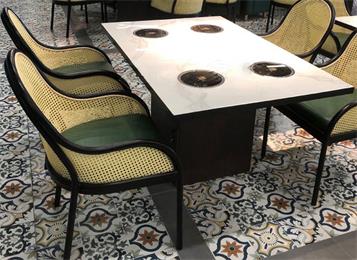 椰子鸡火锅店4人位单人小火锅桌椅 椰子鸡火锅店4人位单人小火锅桌椅