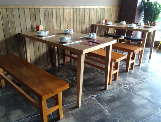 酒楼中式仿古餐桌_主题特色湘菜餐厅实木桌椅