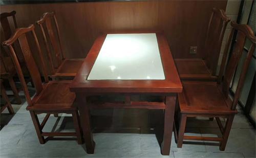 中餐厅中式餐桌椅_湘菜川菜馆实木复古桌椅(长条桌)
