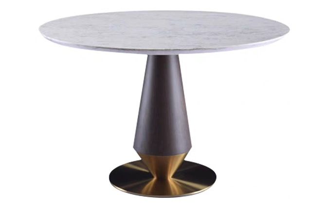 现代时尚中餐厅不锈钢大理石圆餐桌