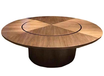 新中式客家菜餐厅实木圆桌子带转盘