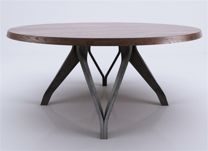 主题餐厅美式铁艺简约实木圆桌