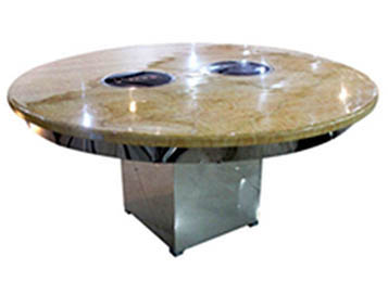 人造大理石台面电磁炉圆形火锅桌 