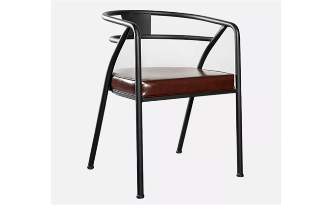 美式铁艺皮革座垫咖啡厅椅子