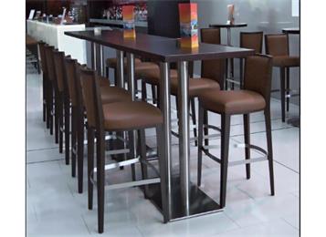 现代简约酒吧不锈钢长桌高脚椅家具