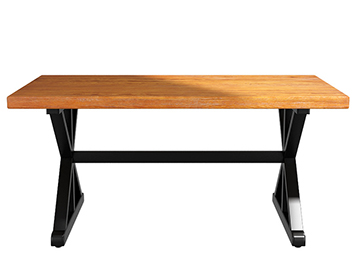 简约现代实木餐桌 原木铁艺长条咖啡桌
