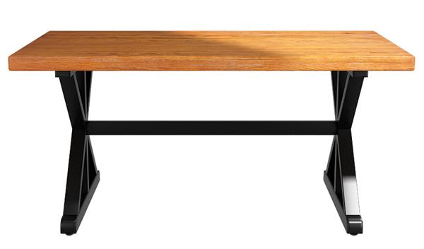 北欧简约现代实木餐桌 原木铁艺长条咖啡桌