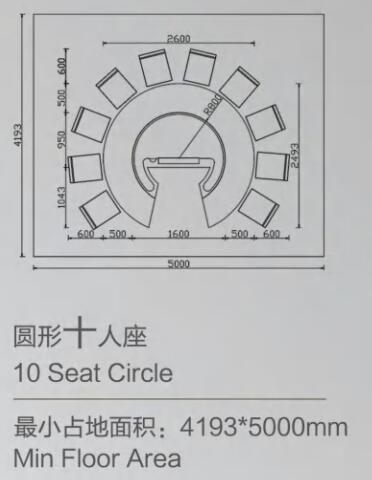 10人座圆形铁板烧桌子详情图