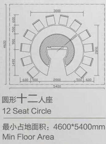 12人座圆形铁板烧桌子详情图